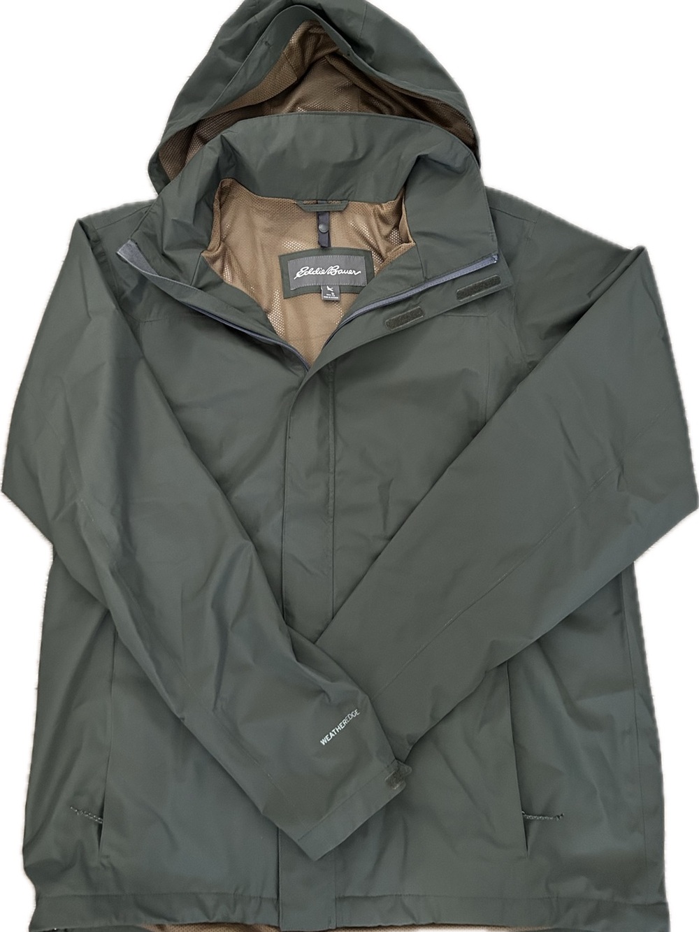 Eddie Bauer Men's Hooded Raincoat — Olive